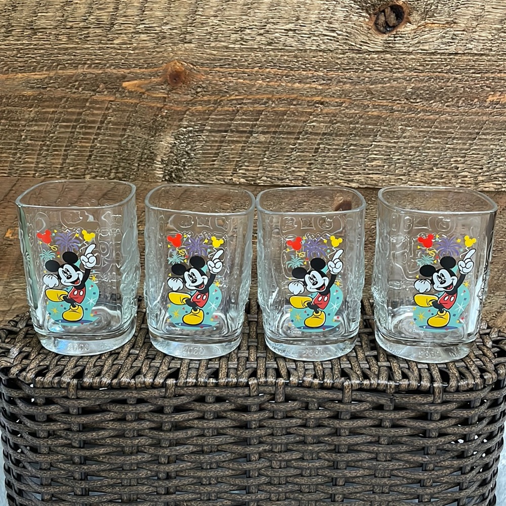 McDonald’s Disney 2000 Celebration Mickey Mouse Square Glasses (Lot of 4)
